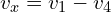 \begin{align*}v_{x}=v_{1}-v_{4}\end{align*}