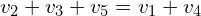 \begin{align*}v_2+v_3+v_5=v_1+v_4\end{align*}