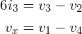 \begin{align*}6i_{3}&=v_{3}-v_{2}\\v_{x}&=v_{1}-v_{4}\end{align*}