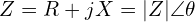 \begin{equation*}Z=R+jX=|Z|\angle \theta\end{equation*}